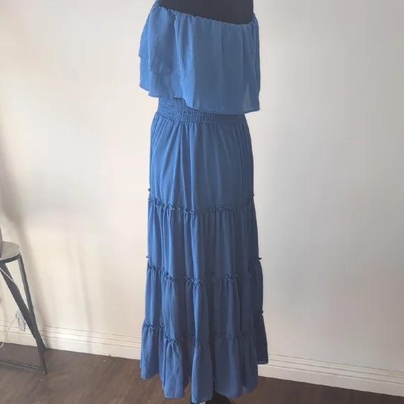 1. State Strapless Blue Maxi Dress Size Large - Picture 6 of 13